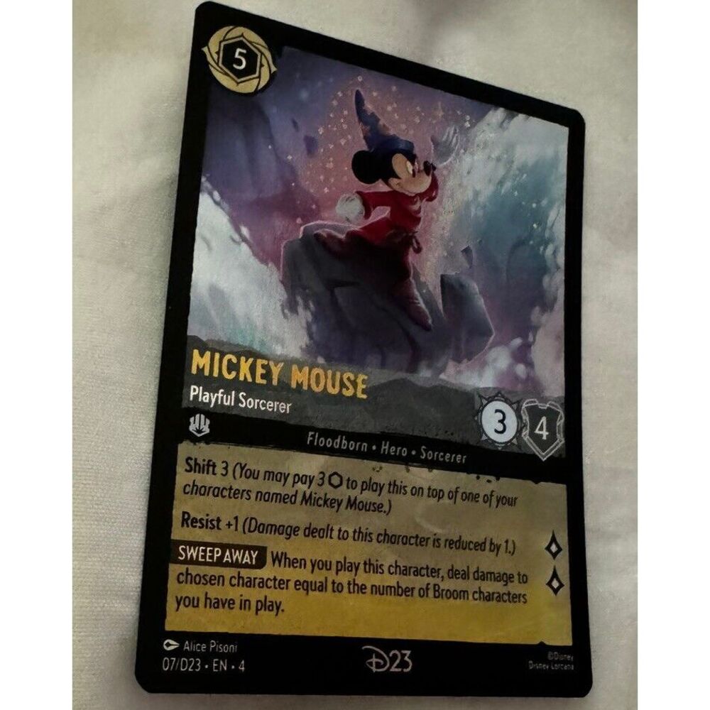 2024 D23 EXPO LORCANA MICKEY MOUSE PLAYFUL SORCERER PROMO CARD DISNEY!